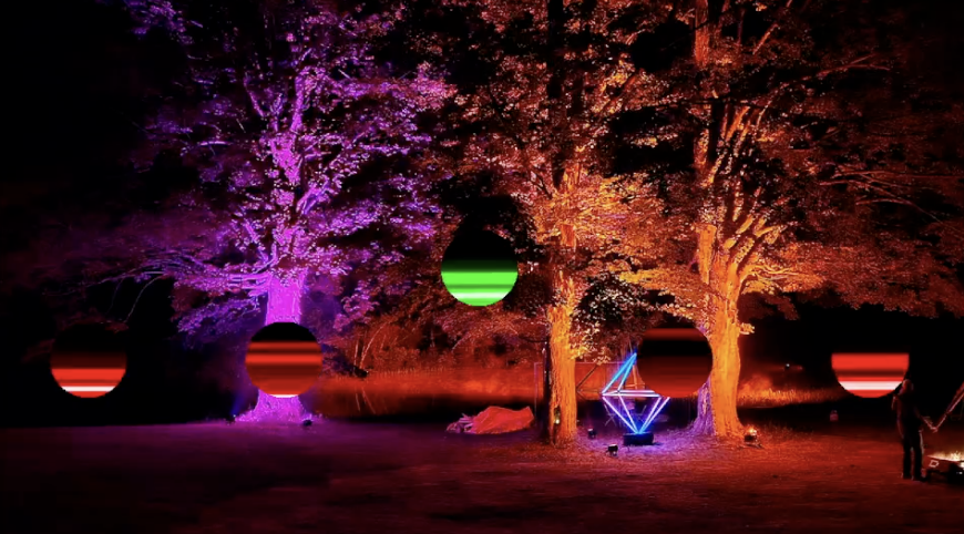 lit balloons with striations on them